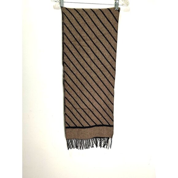Joseph Abboud Other - Joseph Abboud Mens Wool Scarf 12.25" X 63” Brown & Black Diagonal Stripe Pattern